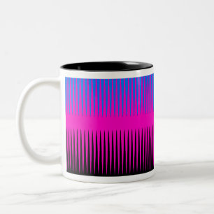 Wave Design Pink Blue and Black Two-Tone Coffee Mug