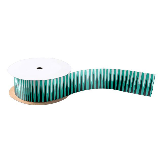Wave Design Teal Satin Ribbon (Spool)