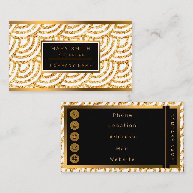 Wave Gold Sun Glitter Boho Popular Collection Business Card (Front/Back)