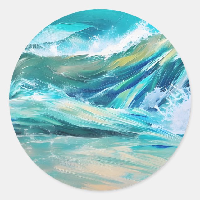 Wave in the ocean classic round sticker (Front)