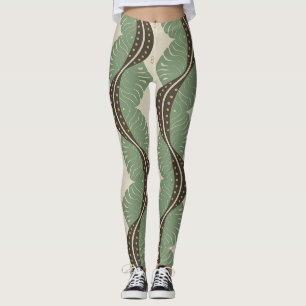 Wave-Leaf Crescent - Batik Motif Bali Leggings
