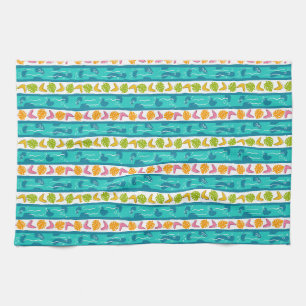 Wave Lengths Kitchen Towel in White