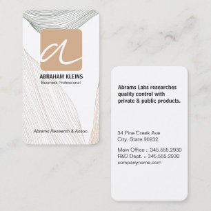 Wave Line Pattern Monogram Script Elegant Business Card