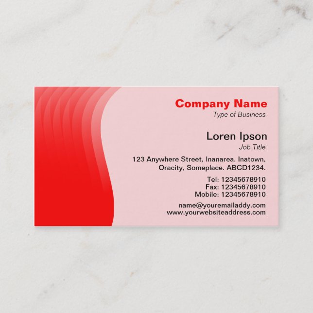Wave Margin v2 - Red Business Card (Front)