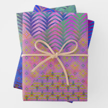 Wave Mixed Media Tri-Pattern Set of Wrapping Paper