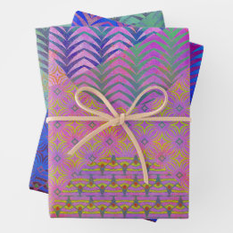 Wave Mixed Media Tri-Pattern Set of Wrapping Paper