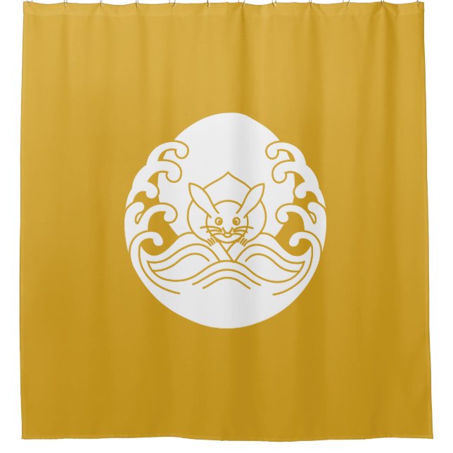 Wave moon rabbit shower curtain (Front)