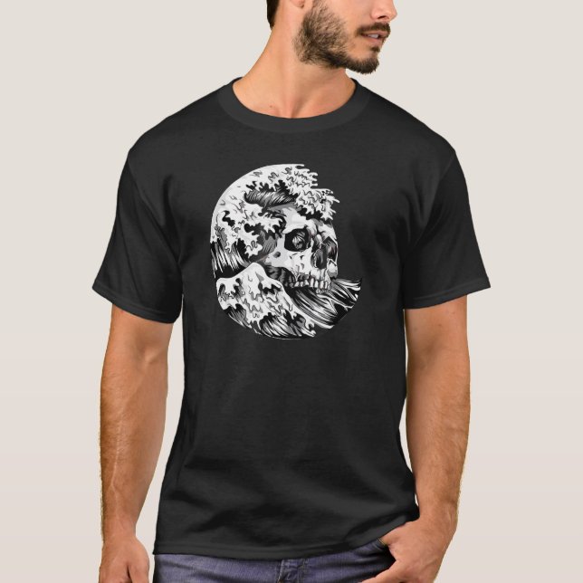 Wave Of Death Surf Skull T-Shirt (Front)