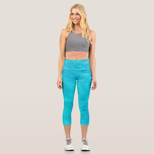 Wave of Turquoise Capri Leggings (Front)