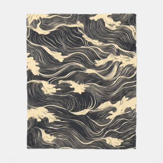 Wave Pattern Coastal Style Fleece Blanket