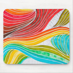 Wave Pattern Drawn By Watercolor Paints Mouse Pad