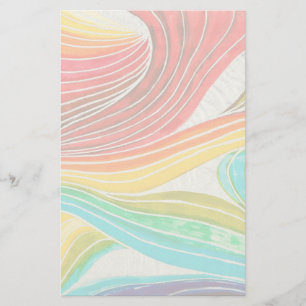 Wave Pattern Drawn By Watercolor Paints Stationery