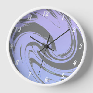 Wave Patterns Blue Purple Grey Colourful Gift Clock
