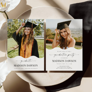 Wave Photo Graduation Party Invite Announcement
