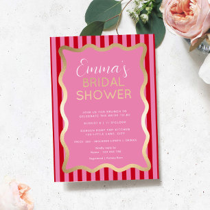 Wave Pink red Stripe Bridal Shower