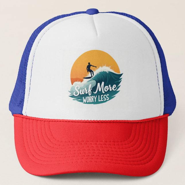 Wave Rider Cap 🧢 Surf More Sunset Style (Front)