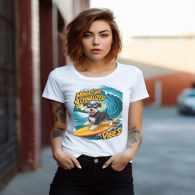 Wave Rider Miniature Schnauzer Dogs Epic Surfing T-Shirt (Creator Uploaded)