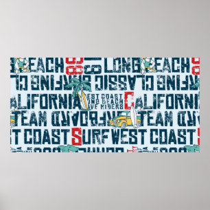Wave rider west coast California surfing team grun Poster