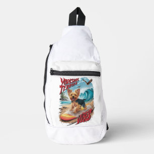 Wave Rider Yorkshire Terrier Surfing Pup Sling Bag