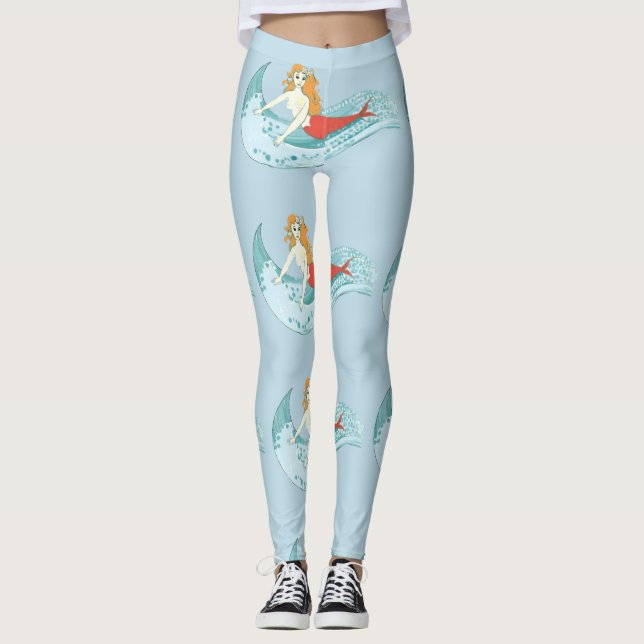 Wave-Riding Mermaid Thunder_Cove Leggings (Front)