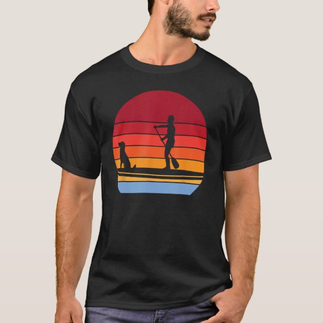 Wave riding SUP with dog stand up paddle dog cool  T-Shirt (Front)