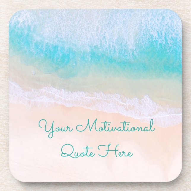 Wave, Sand, Beach Motivational Quote Coaster (Front)