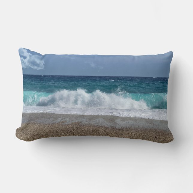 Wave Sea Beach Throw Pillow (Front)