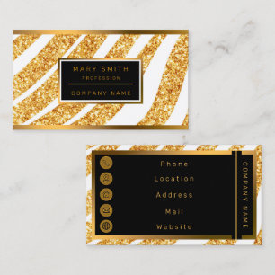 Wave Sea Gold Glitter Boho Popular Collection Business Card