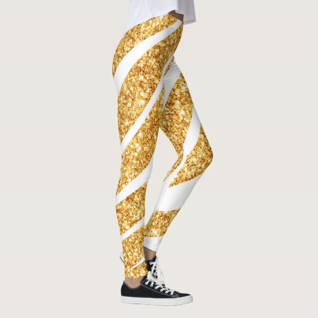 Wave Sea Gold Glitter Boho Popular Collection Leggings (Right)