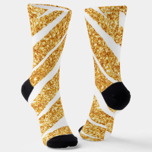 Wave Sea Gold Glitter Boho Popular Collection Socks