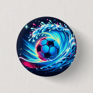 Wave Soccer Ball Futuristic Ocean Football Surf 3 Cm Round Badge