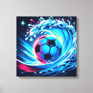 Wave Soccer Ball Futuristic Ocean Football Surf Canvas Print
