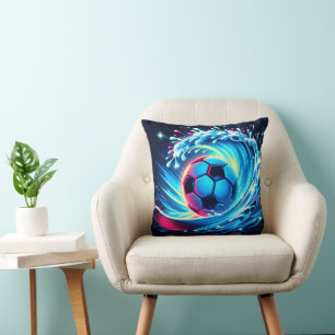 Wave Soccer Ball Futuristic Ocean Football Surf Cushion