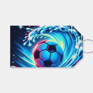 Wave Soccer Ball Futuristic Ocean Football Surf Gift Tags