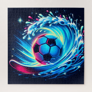 Wave Soccer Ball Futuristic Ocean Football Surf Jigsaw Puzzle
