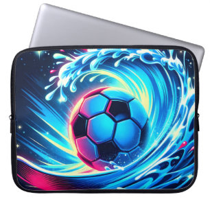 Wave Soccer Ball Futuristic Ocean Football Surf Laptop Sleeve