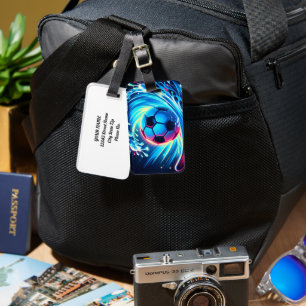 Wave Soccer Ball Futuristic Ocean Football Surf Luggage Tag