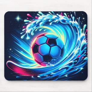 Wave Soccer Ball Futuristic Ocean Football Surf Mouse Pad