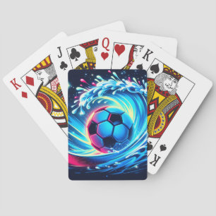 Wave Soccer Ball Futuristic Ocean Football Surf Playing Cards