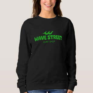 Wave Street Classic Green Waves Beach Surf Shop Gr Sweatshirt