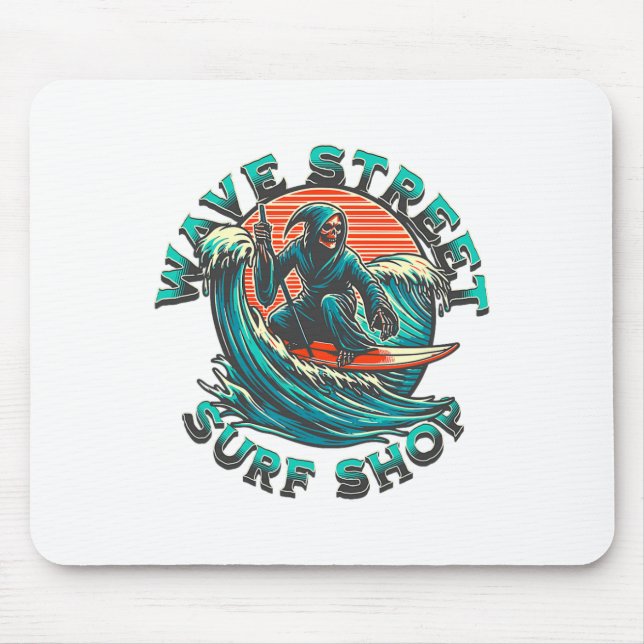 Wave Street Retro Vacation Beach Surfing Skul Grap Mouse Pad (Front)