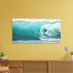 Wave, Surfer, Beautiful Landscape Canvas Print