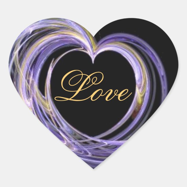 Wave Swept Love Filled Fractal Art Heart Sticker (Front)