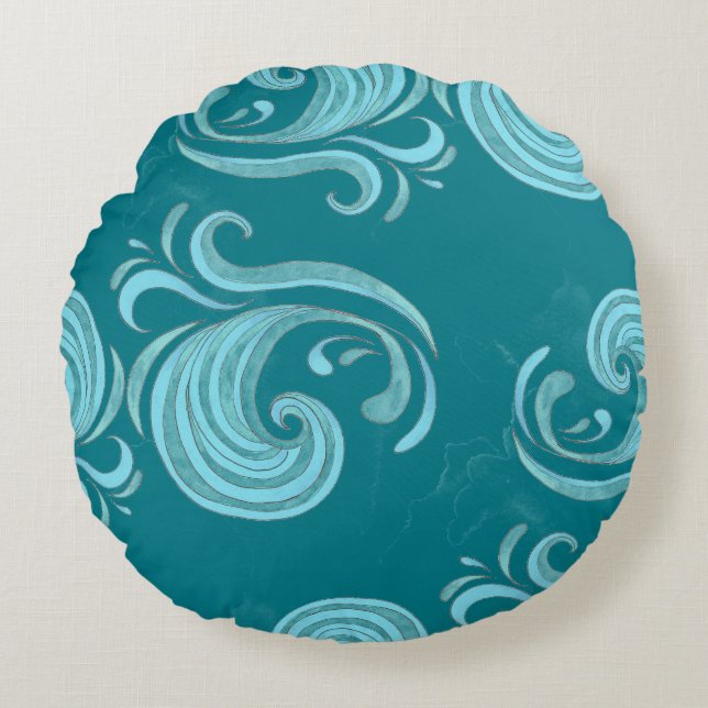 Wave Swirls Round Cushion (Front)