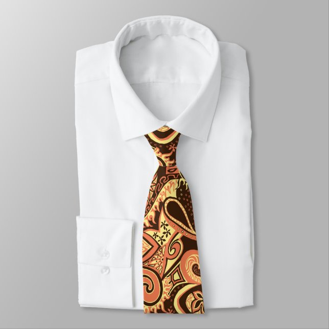 Wave Trip Floral Paisley Two-side Printed Tie (Tied)