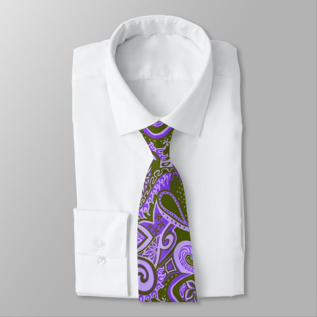 Wave Trip Floral Paisley Two-side Printed Tie (Tied)