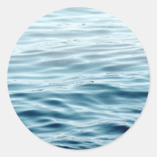 Waved blue water classic round sticker
