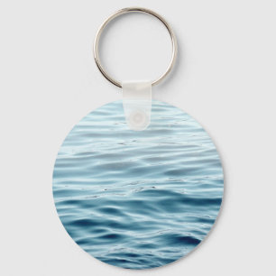 Waved blue water key ring