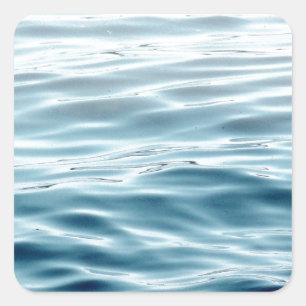 Waved blue water square sticker