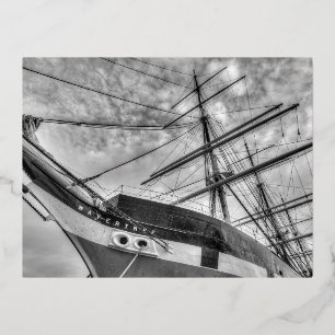 Wavertree Sailing Ship Foil Holiday Postcard